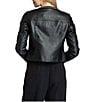 APNY Leather Round Chain Neck Long Sleeve Zip Front Jacket, Color:Black - Image 2