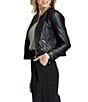 APNY Leather Round Chain Neck Long Sleeve Zip Front Jacket, Color:Black - Image 3