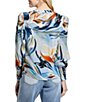 APNY Lightweight Woven Abstract Floral Print Split Neck Long Sleeve Pullover Top - Image 2