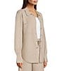 APNY Luxe Knit Coordinating Collared Long Sleeve Button Down Shacket, Color:Heather Sand - Image 4