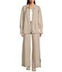 APNY Luxe Knit Coordinating Collared Long Sleeve Button Down Shacket, Color:Heather Sand - Image 7