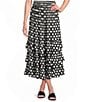 APNY Printed Round Neck Short Sleeve Tiered Coordinating Midi Skirt - Image 1