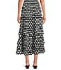 APNY Printed Round Neck Short Sleeve Tiered Coordinating Midi Skirt - Image 2