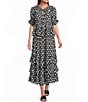 APNY Printed Round Neck Short Sleeve Tiered Coordinating Midi Skirt - Image 3