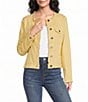 APNY Stretch Collarless Long Sleeve Denim Frayed Jacket - Image 1