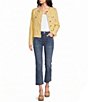 APNY Stretch Collarless Long Sleeve Denim Frayed Jacket - Image 3