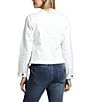 APNY Stretch Collarless Long Sleeve Denim Frayed Jacket, Color:White - Image 2