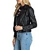 APNY Studded Leather Notch Collar Long Sleeve Cropped Jacket, Color:Black - Image 3