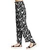 APNY Woven Bird Print High Rise Wide Leg Pull-on Coordinating Pants, Color:Black White - Image 3