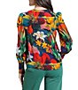 APNY Woven Print Split V-Neck Long Sleeve Pullover Blouse - Image 2