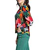 APNY Woven Print Split V-Neck Long Sleeve Pullover Blouse - Image 3