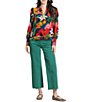 APNY Woven Print Split V-Neck Long Sleeve Pullover Blouse - Image 4