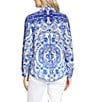 APNY Woven Printed Point Collar Long Sleeve Button Down Shirt, Color:Blue White - Image 2