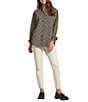 APNY Woven Printed Spread Collar Long Sleeve Button Down Shirt, Color:Off White/Black - Image 4