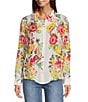APNY Woven Printed Spread Collar Long Sleeve Button Down Shirt - Image 1