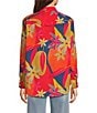 APNY Woven Abstract Print Spread Collar Long Sleeve Button Front Shirt, Color:Orange Multi - Image 2