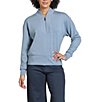 APNY Woven Stand Stand Collar Long Sleeves 1/4 Front Zipper Pullover Sweater Top - Image 5