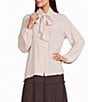 Apricot London Crinkle Tie V-Neck Balloon Sleeve Top - Image 1