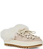 Aquatalia Anise Suede Faux Fur Collar Shearling Lined Platform Mules - Image 1