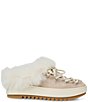 Aquatalia Anise Suede Faux Fur Collar Shearling Lined Platform Mules - Image 2