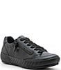 Color:Black - Image 1 - Allesandra Waterproof Leather Zip Sneakers