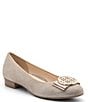 Color:Sand Pin Dot Suede - Image 1 - Bambi Pin Dot Suede Ornament Bow Ballet Flats