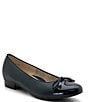 Color:Navy Leather - Image 1 - Belinda Leather Cap Toe Bow Ballet Flats