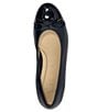 Color:Navy Leather - Image 5 - Belinda Leather Cap Toe Bow Ballet Flats