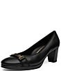 ara Ophelia Leather Decorative Buckle Strap Block Heel Pumps - Image 5