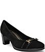 ara Ophelia Suede Decorative Buckle Strap Block Heel Pumps - Image 1