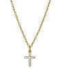 Argento Vivo Crystal CZ Mini Cross Short Pendant Necklace, Color:Gold - Image 1