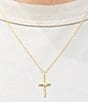 Argento Vivo Hammered Cross Short Pendant Sterling Silver Necklace, Color:Gold - Image 3
