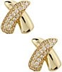 Argento Vivo Pave Stud Earrings, Color:Gold - Image 1