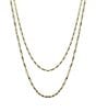 Color:Gold - Image 1 - Sterling Silver Double Row Chain Necklace
