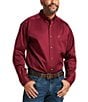 Color:Burgundy - Image 1 - Big & Tall Solid Twill Long-Sleeve Woven Shirt