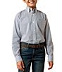 Ariat Big Boys Long Sleeve Pro White Geometric Button Front Shirt - Image 1
