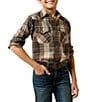 Ariat Big Boys Long Sleeve Retro Howell Plaid Woven Shirt - Image 1