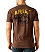 Color:Brown - Image 1 - Bison Sketch Shield Short Sleeve Graphic T-Shirt