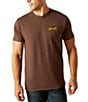 Color:Brown - Image 2 - Bison Sketch Shield Short Sleeve Graphic T-Shirt