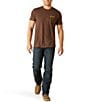 Color:Brown - Image 3 - Bison Sketch Shield Short Sleeve Graphic T-Shirt