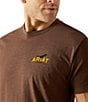 Color:Brown - Image 5 - Bison Sketch Shield Short Sleeve Graphic T-Shirt