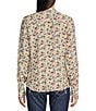 Color:Floral Multi - Image 2 - Clarion Silky Twill Long Sleeve Ruffle Trim Button-Front Blouse
