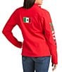Color:Red - Image 2 - Classic Team Softshell Mexico Stand Collar Long Sleeve Zip Front Jacket