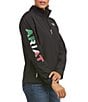 Ariat Classic Team Softshell Mexico Stand Collar Long Sleeve Zip Front Jacket, Color:Black - Image 3