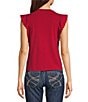 Color:Scooter Red - Image 2 - Crew Neck Eyelet Ruffle Ludlow Top