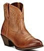Color:Burnt Sugar - Image 1 - Darlin Short Leather Block Heel Western Boots