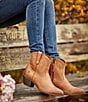 Color:Burnt Sugar - Image 6 - Darlin Short Leather Block Heel Western Boots