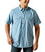 Color:Blue - Image 1 - Fitted Short Sleeve VentTEK Western Shirt