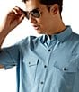 Color:Blue - Image 3 - Fitted Short Sleeve VentTEK Western Shirt