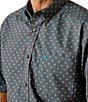 Color:Blue - Image 4 - Johnnie Classic Fit Short Sleeve Printed Poplin Shirt
